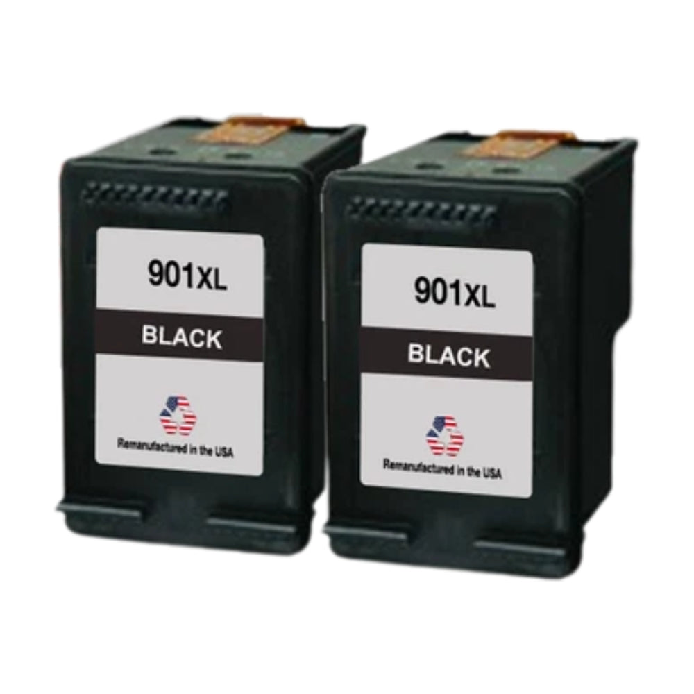 JIT Brand for HP 901XL (CC654AN) Black Twin Pack Remanufactured in the USA Ink Cartridges