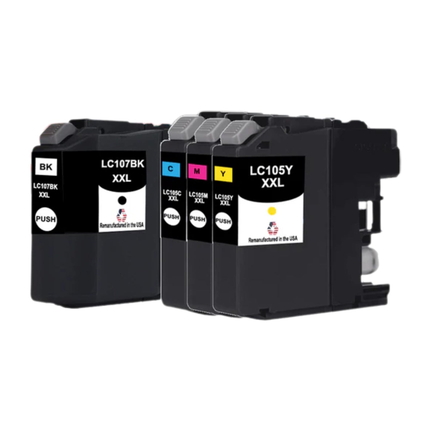 JIT Brand for Brother LC107BK Black / LC105 3 Colors XXL Super High Yield 4-Pack Remanufactured in the USA Ink Cartridges