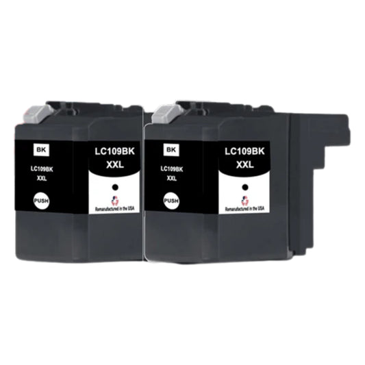 JIT Brand for Brother LC109BK XXL Super High Yield Black Twin Pack Remanufactured in the USA Ink Cartridges