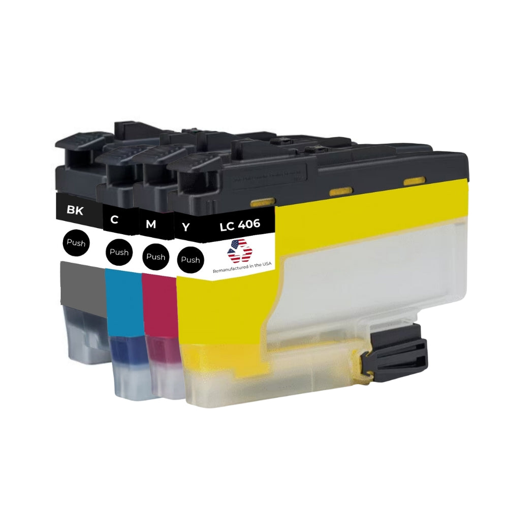 JIT Brand for Brother LC406 Black, Cyan ,Magenta and Yellow Remanufactured in the USA Ink Cartridge, LC406BCMYS