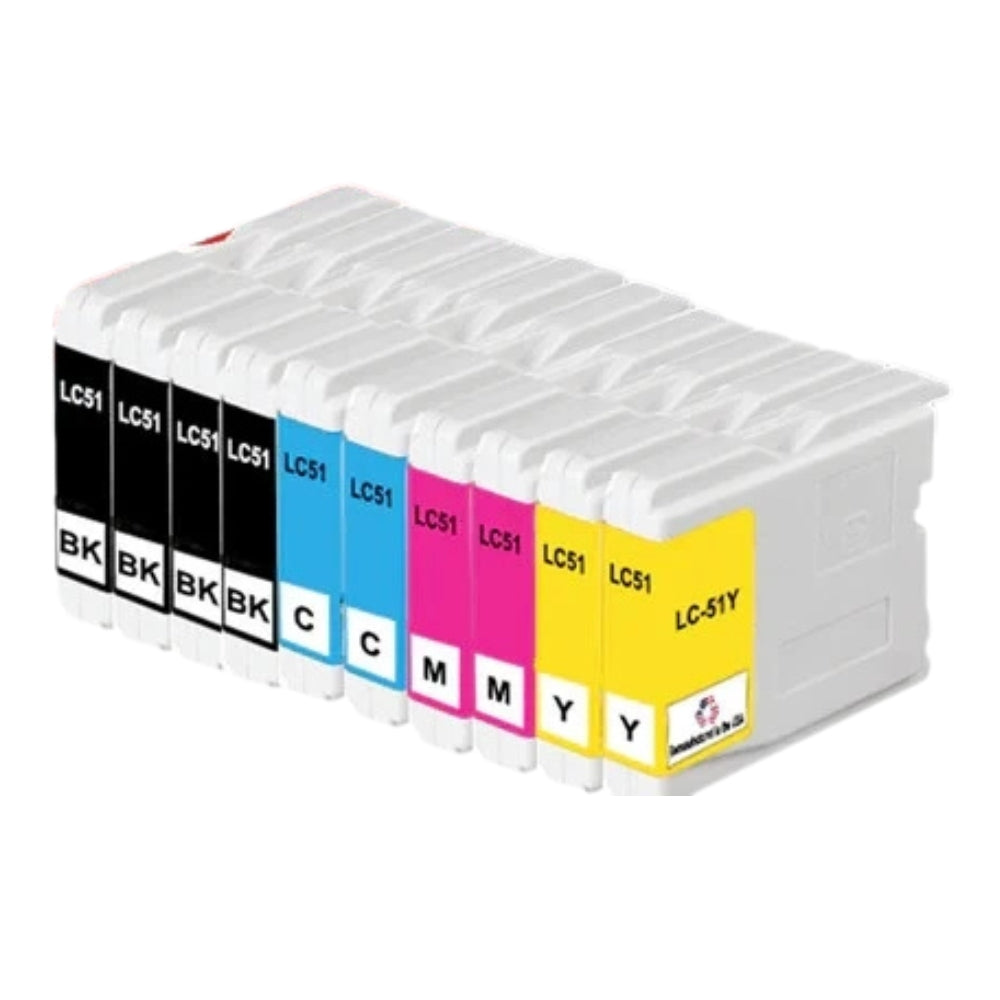 JIT Brand for Brother LC51 4 Black / 2 Each Color Remanufactured in the USA Ink Cartridges 10-pack