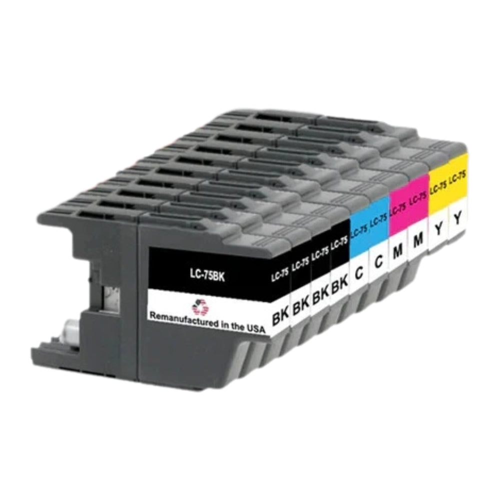 JIT Brand for Brother LC75 4 Black / 2 Each Color Remanufactured in the USA Ink Cartridges 10-pack