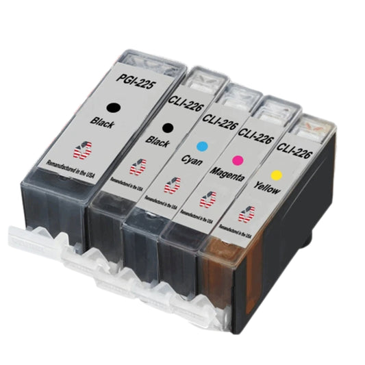 JIT Brand for Canon 1 PGI-225 Black / CLI-226 1 Black and 3 Colors Remanufactured in the USA Ink Cartridges 5-Pack