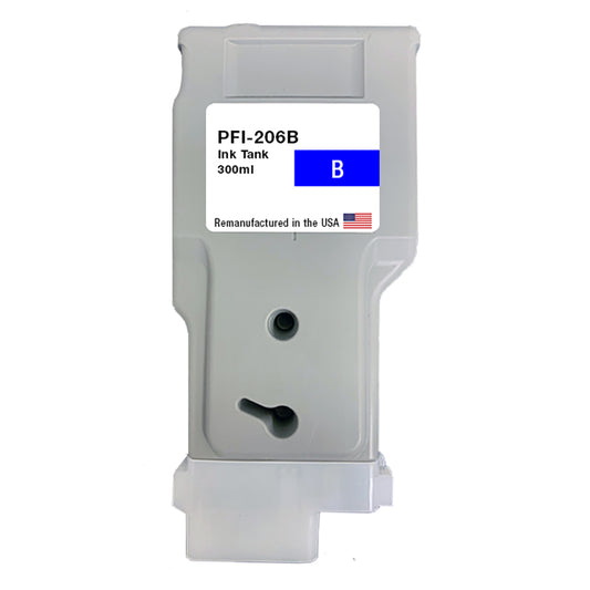 JIT Brand for Canon PFI-206 300mL Blue PFI-206B Remanufactured in the USA Ink Cartridge