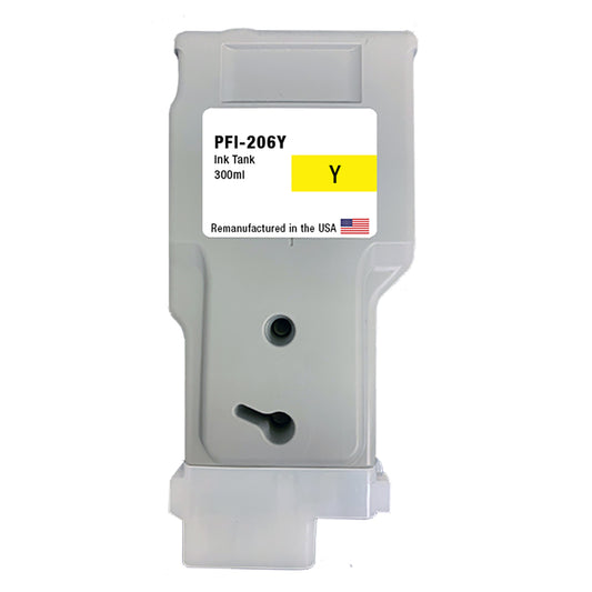 JIT Brand for Canon PFI-206 300mL Yellow PFI-206Y Remanufactured in the USA Ink Cartridge