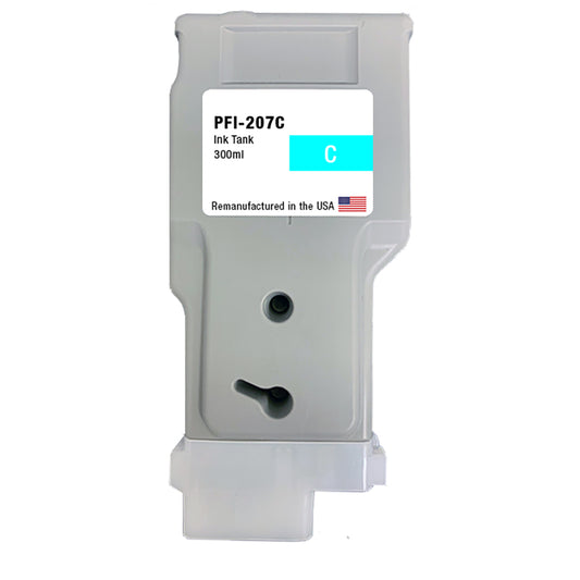 JIT Brand for Canon PFI-207 300mL Cyan PFI-207C Remanufactured in the USA Ink Cartridge
