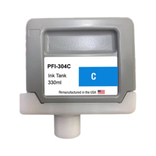 JIT Brand for Canon PFI-304 330ml Cyan Remanufactured in the USA Ink Cartridge