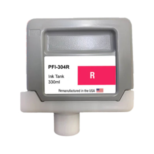 JIT Brand for Canon PFI-304 330ml Red Remanufactured in the USA Ink Cartridge