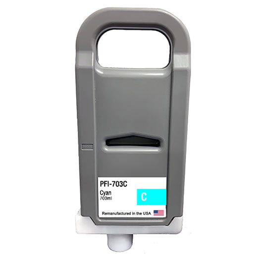 JIT Brand for Canon PFI-703 700mL Cyan Remanufactured in the USA Ink Cartridge PFI-703C