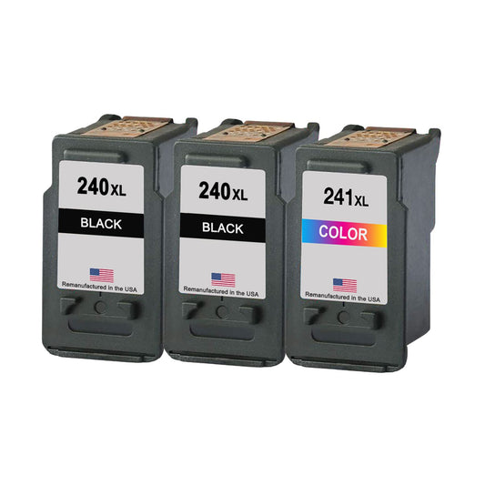 JIT Brand for Canon PG-240XL 2 Black / CL-241XL 1 Color 3-Pack High Yield Remanufactured in the USA Ink Cartridges