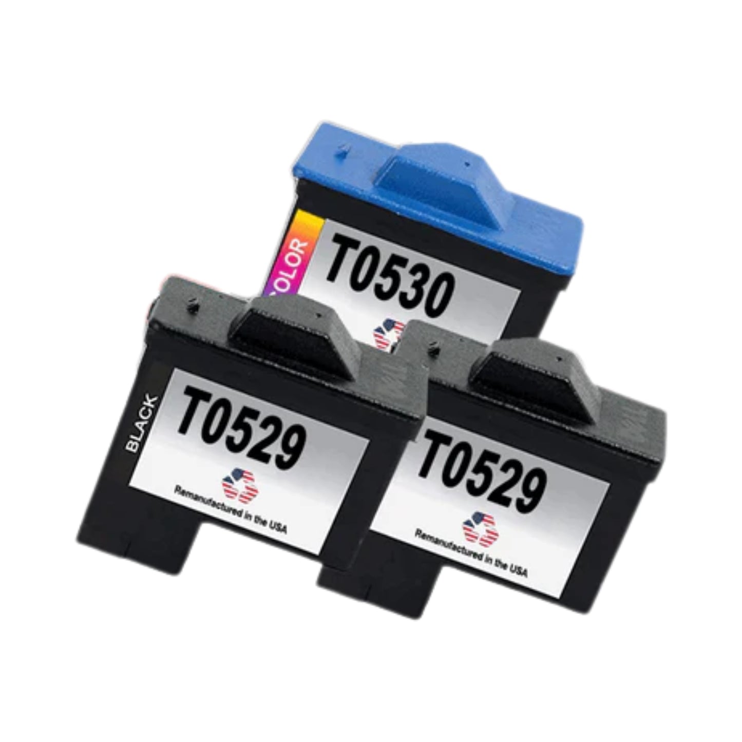 JIT Brand for Dell Series 1 T0529 2 Black / T0530 1 Color Remanufactured in the USA Ink Cartridges 3-Pack