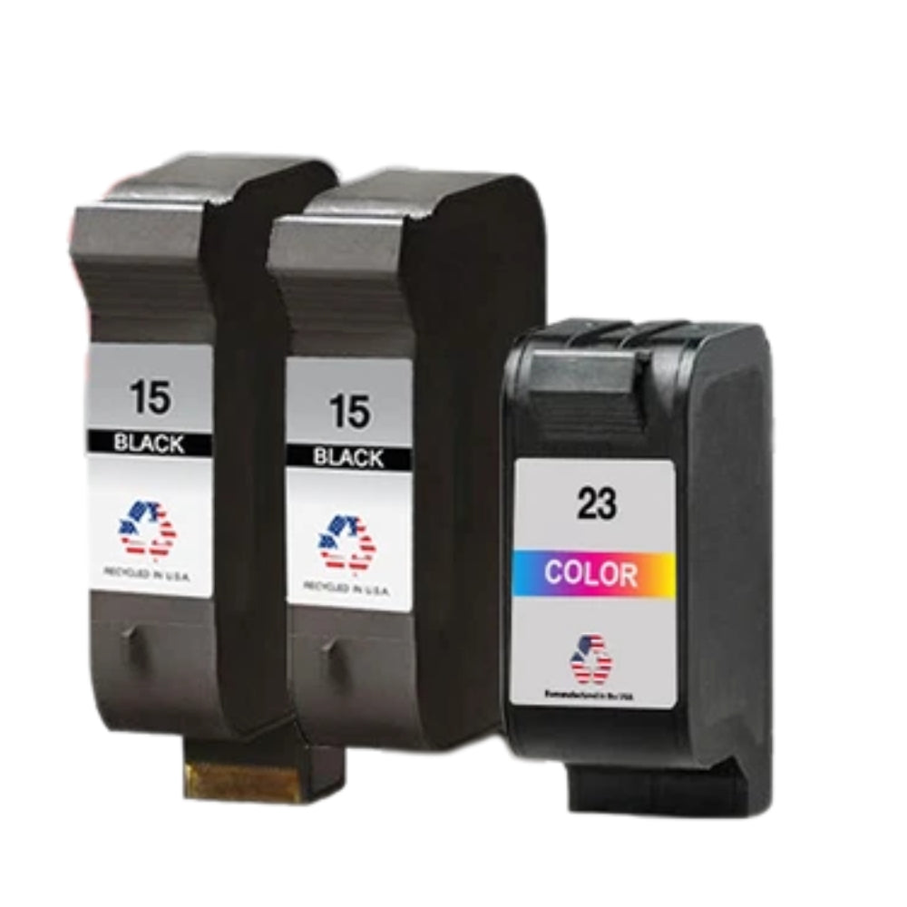 JIT Brand for HP 15 2 Black / 23 1 Color 3-Pack Remanufactured in the USA Ink Cartridges
