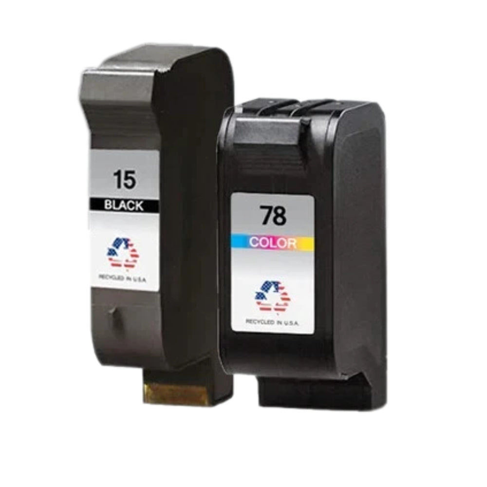 JIT Brand for HP 15 Black / 78 Color Combo Pack Remanufactured in the USA Ink Cartridge
