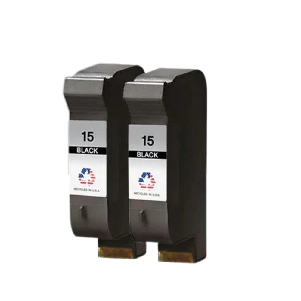 JIT Brand for HP 15 (C6615DN) Black Remanufactured in the USA Ink Cartridges Twin Pack