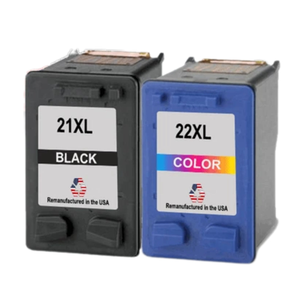 JIT Brand for HP 21XL Black / HP 22XL Color Combo Pack Remanufactured in the USA Ink Cartridges