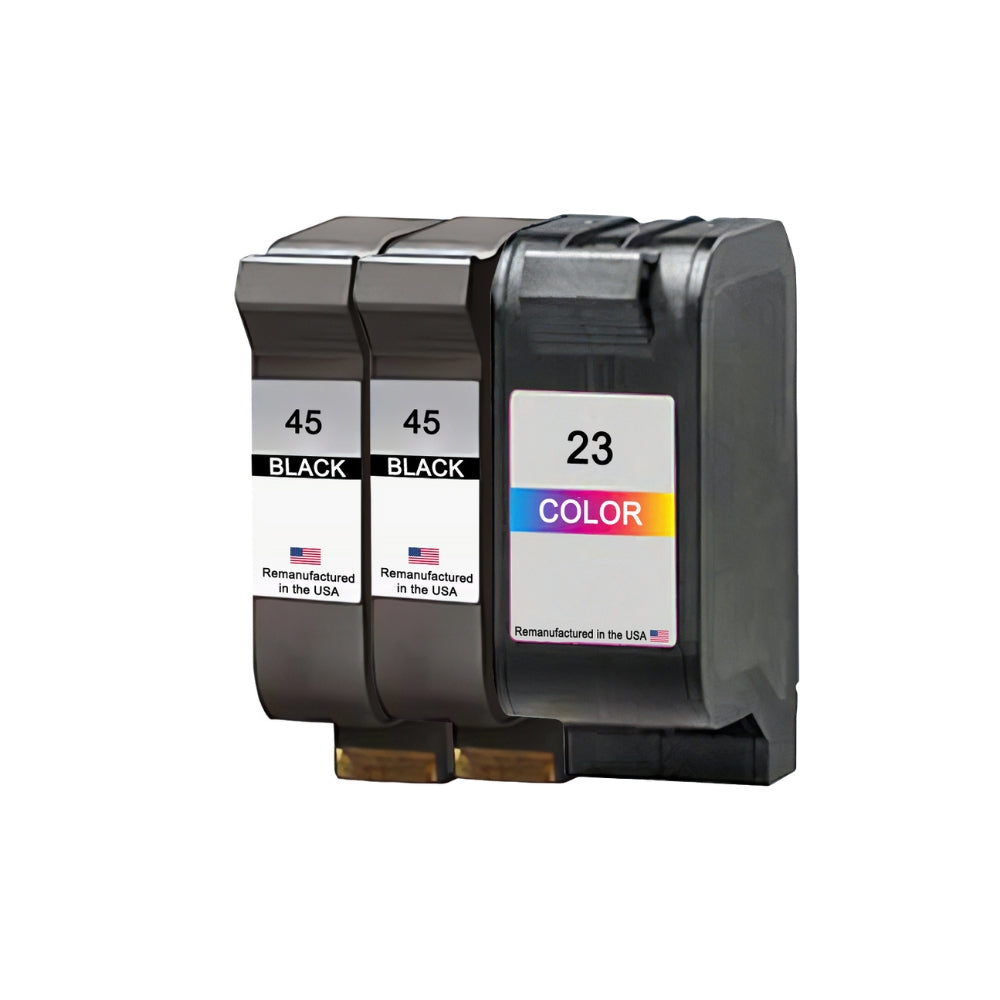 JIT Brand for HP 45 2 Black / 23 1 Color 3-Pack Remanufactured in the USA Ink Cartridges