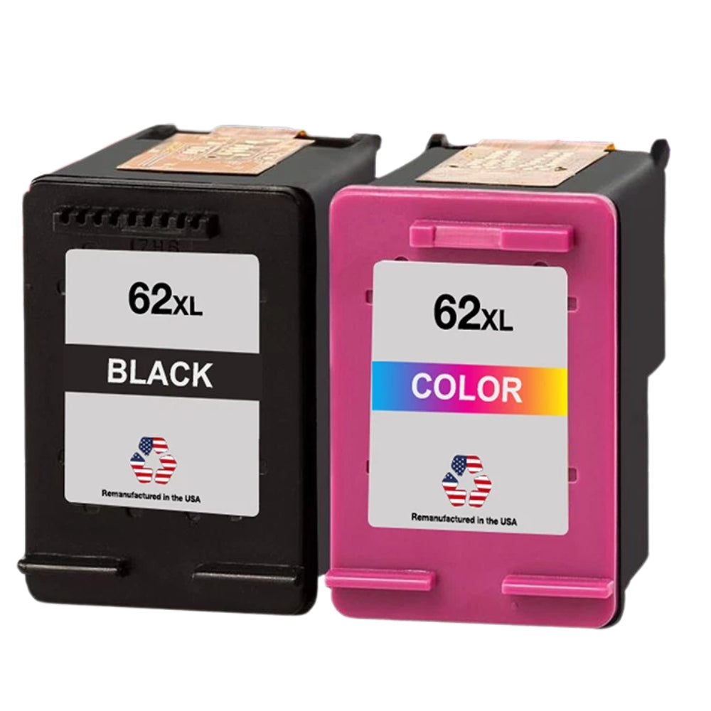 JIT Brand for HP 62XL Black / Tri-Color Combo Pack Remanufactured in the USA Ink Cartridges