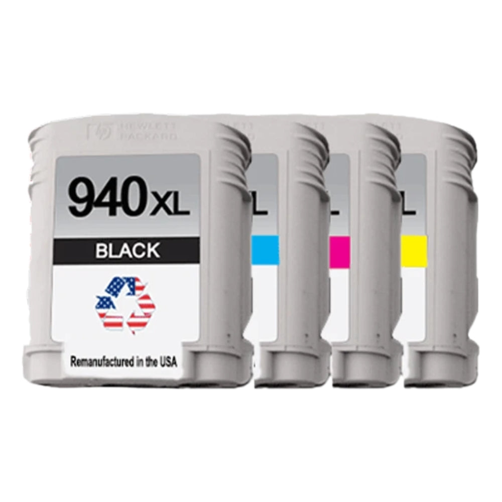 JIT Brand for HP 940XL 1 Black / 3 Color Remanufactured in the USA Ink Cartridges 4-pack
