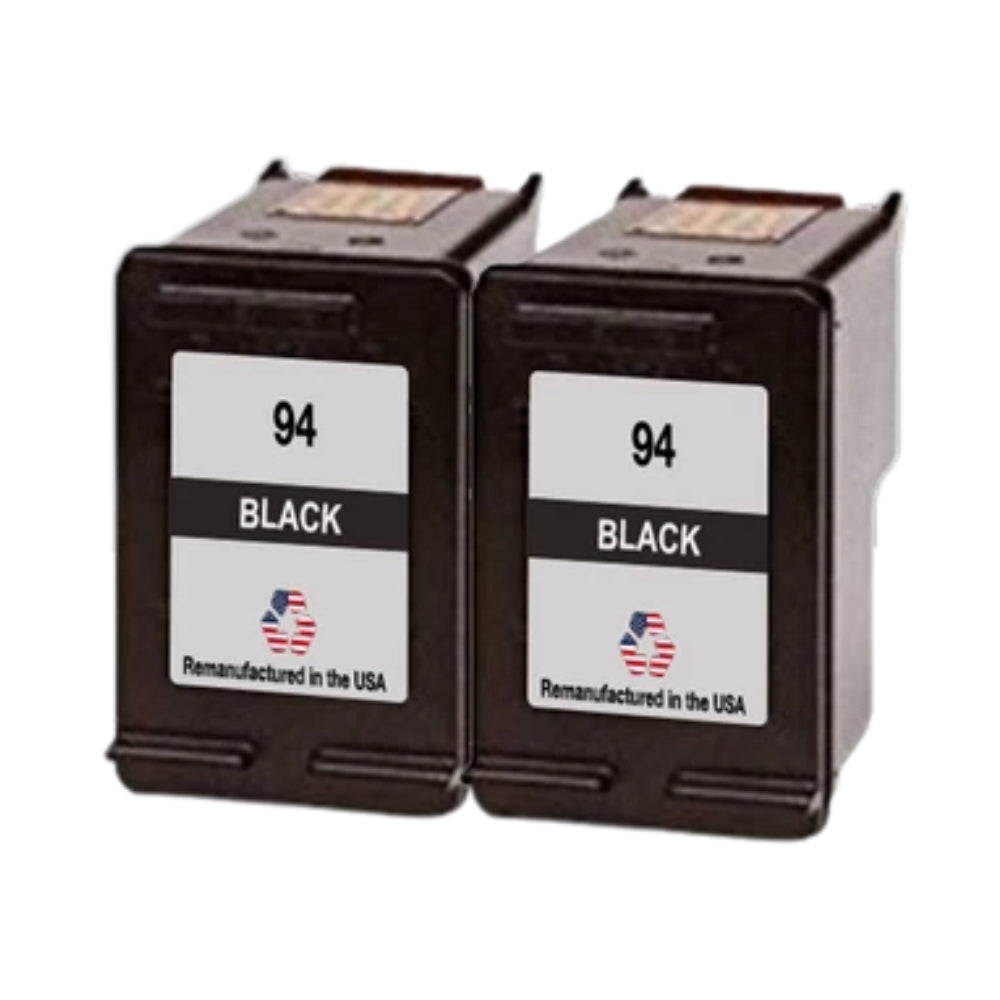 JIT Brand for HP 94 (C8765WN) Black Remanufactured in the USA Ink Cartridges Twin Pack