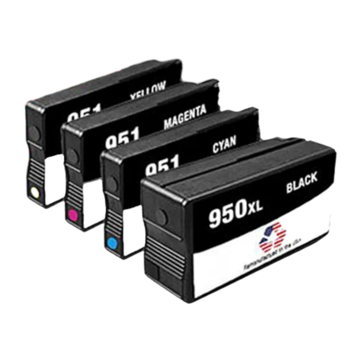 JIT Brand for HP 950XL 1 Black / 951XL 3 Color 4-pack Remanufactured in the USA Ink Cartridges