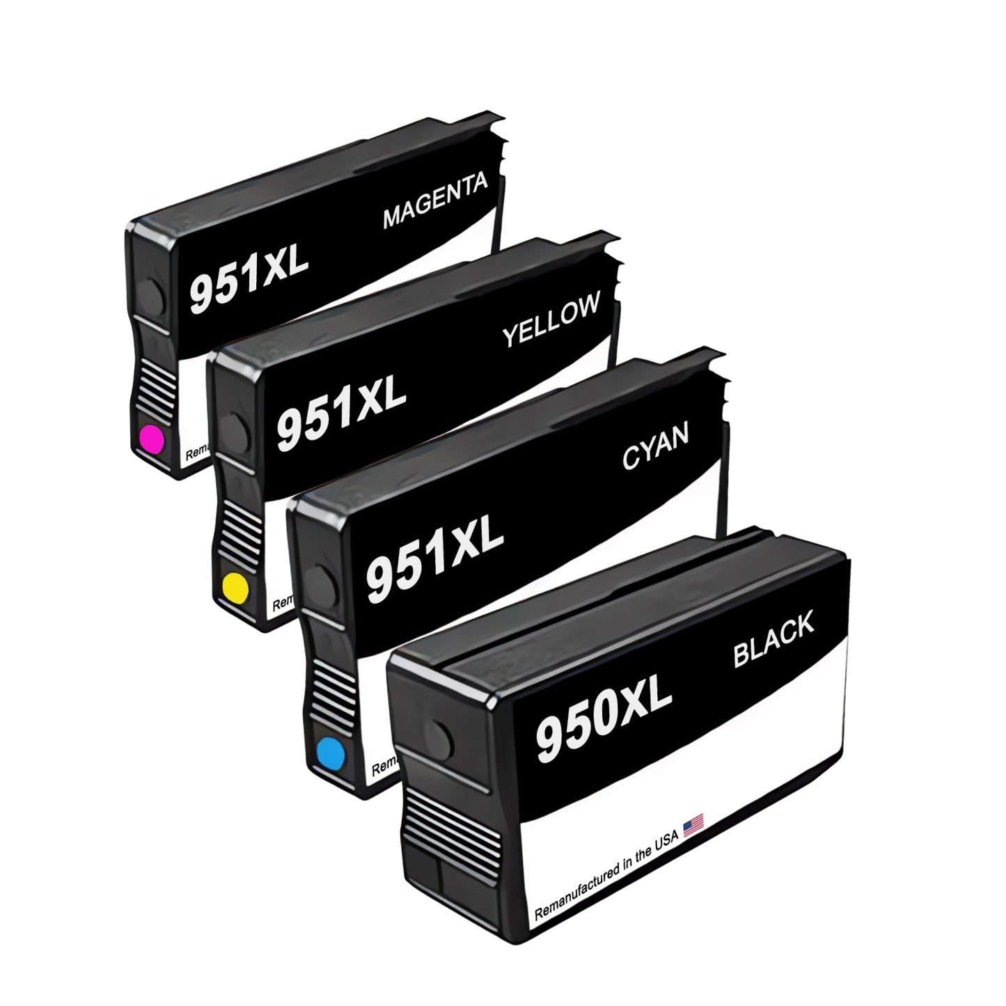 JIT Brand for HP 950XL 1 Black MICR / 951XL 3 Color 4-pack Remanufactured in the USA Ink Cartridges
