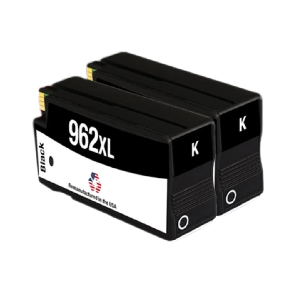 JIT Brand for HP 962XL (3JA03AN) Black Twin Pack Remanufactured in the USA Ink Cartridges