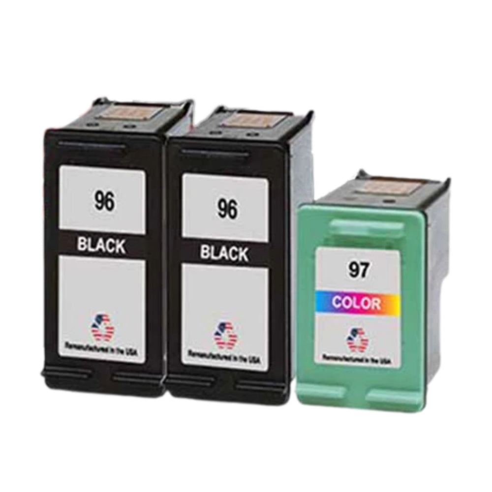 JIT Brand for HP 96 2 Black / 97 1 Color 3-Pack Remanufactured in the USA Ink Cartridges