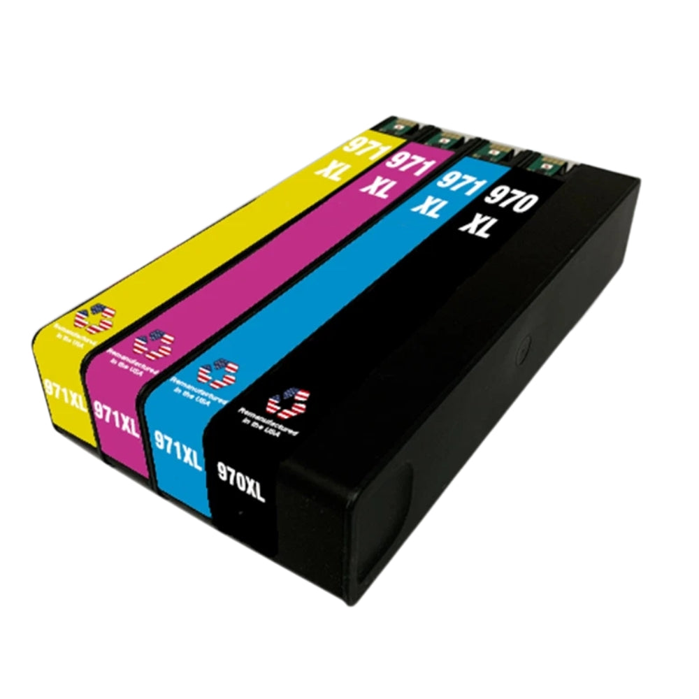 JIT Brand for HP 970XL 1 Black / 971XL 3 Color 4-pack Remanufactured in the USA Ink Cartridges
