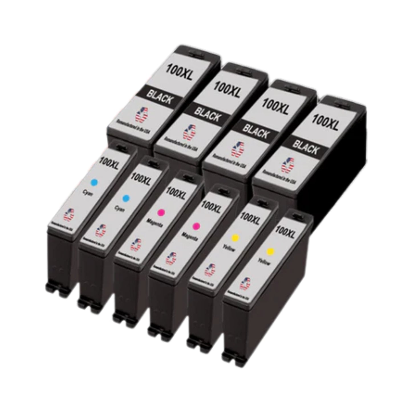 JIT Brand for Lexmark 100XL 4 Black / 2 Colors Remanufactured in the USA Ink Cartridges 10-pack