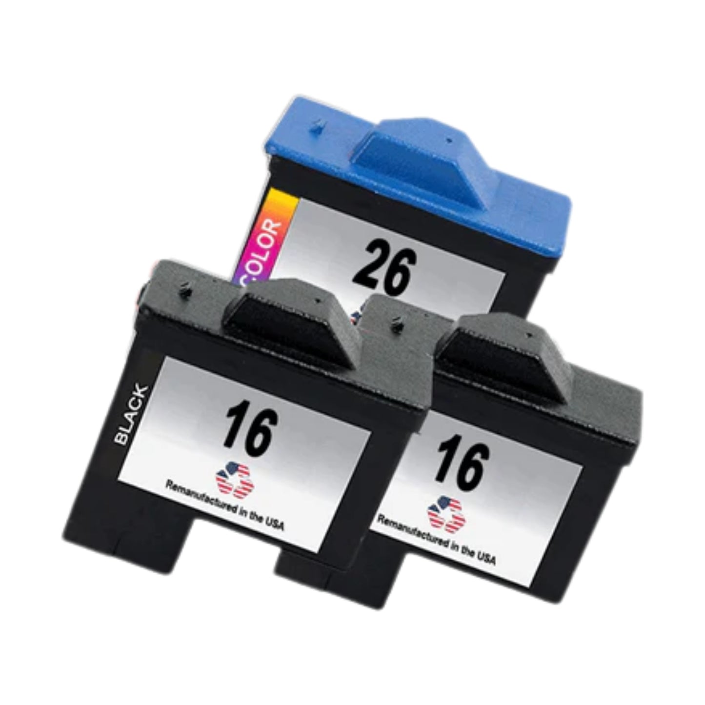 JIT Brand for Lexmark #16 2 Black / #26 1 Color Remanufactured in the USA Ink Cartridges 3-Pack