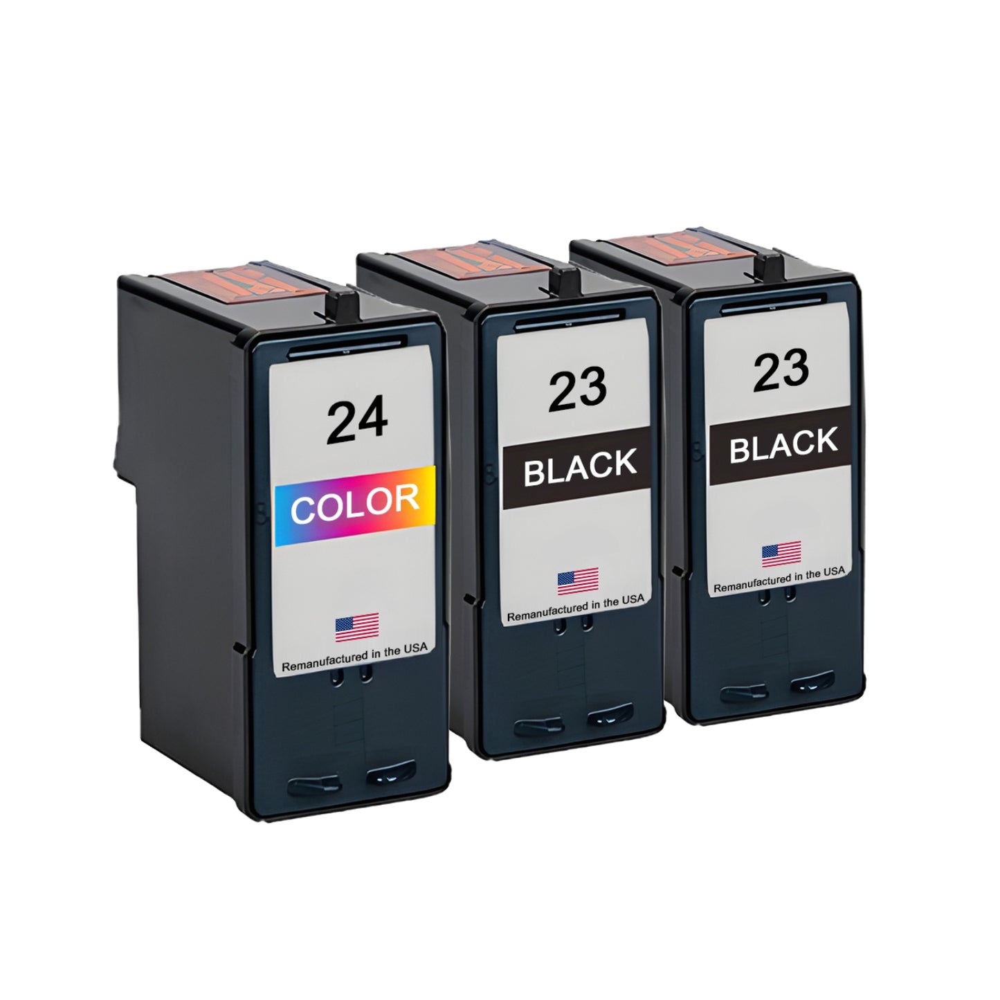 JIT Brand for Lexmark #23 2 Black / #24 1 Color Remanufactured in the USA Ink Cartridges 3-Pack
