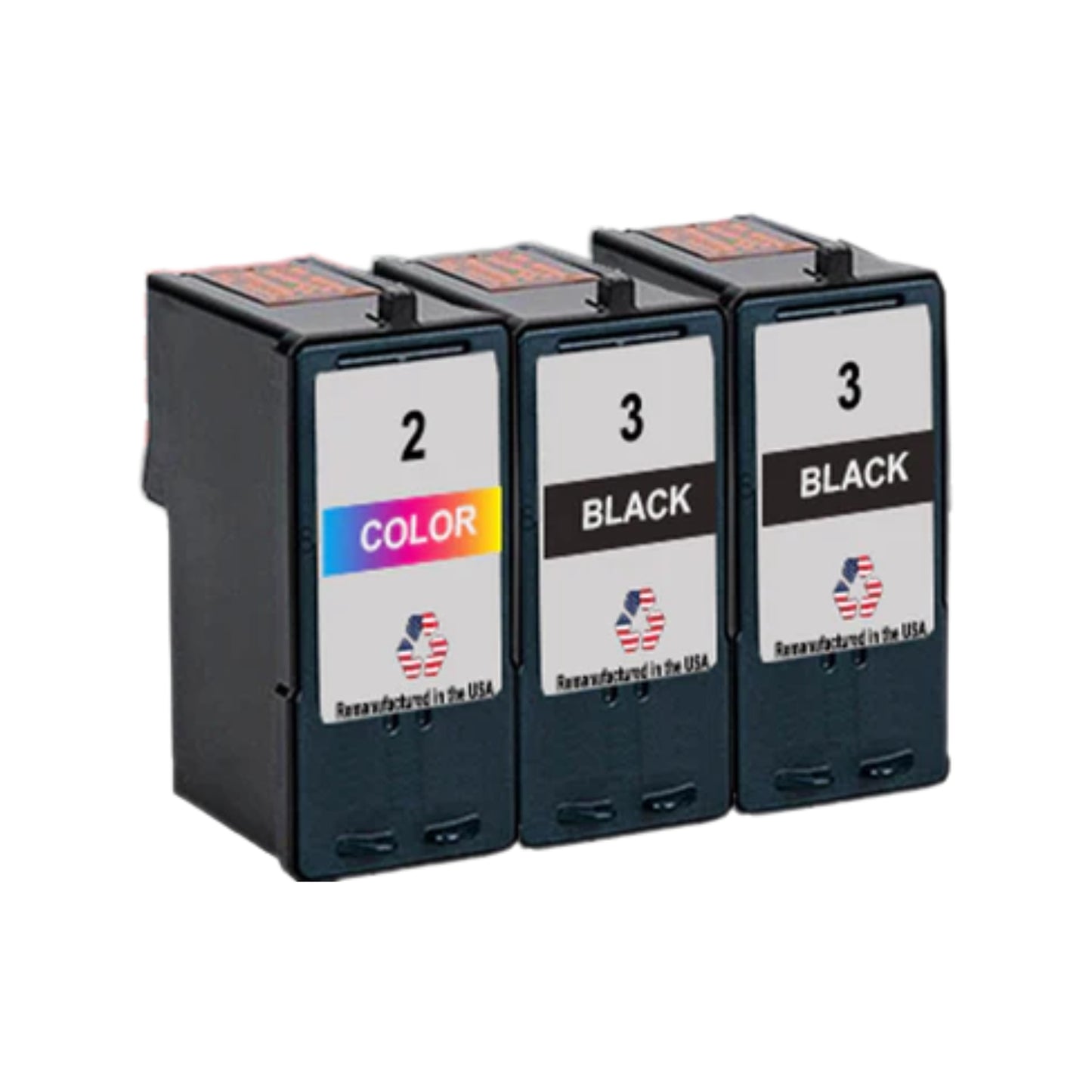 JIT Brand for Lexmark #3 2 Black / #2 1 Color Remanufactured in the USA Ink Cartridge 3-Pack