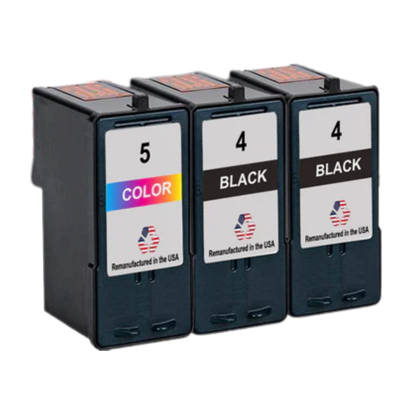JIT Brand for Lexmark #4 2 Black / #5 1 Color Remanufactured in the USA Ink Cartridges 3-Pack