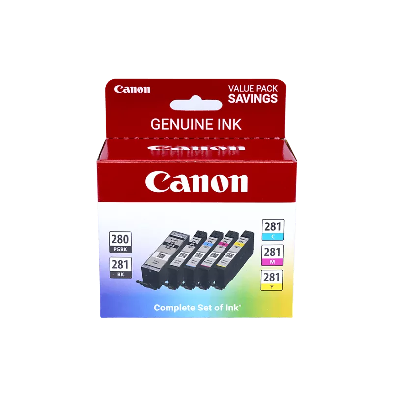 Original Canon PGI-280-(Black ) | CLI-281-(Color) Standard Yield Ink Cartridges,5-Pack