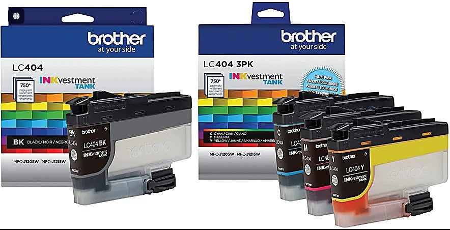 Brother LC404 Standard-Yield Black and Color Ink Cartridges, LC404 4-Pack