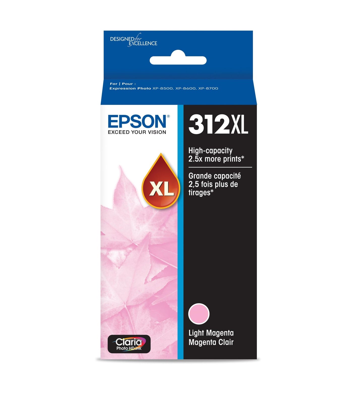 Original Epson 312XL High-Yield Light Magenta Ink Cartridge, T312XL620