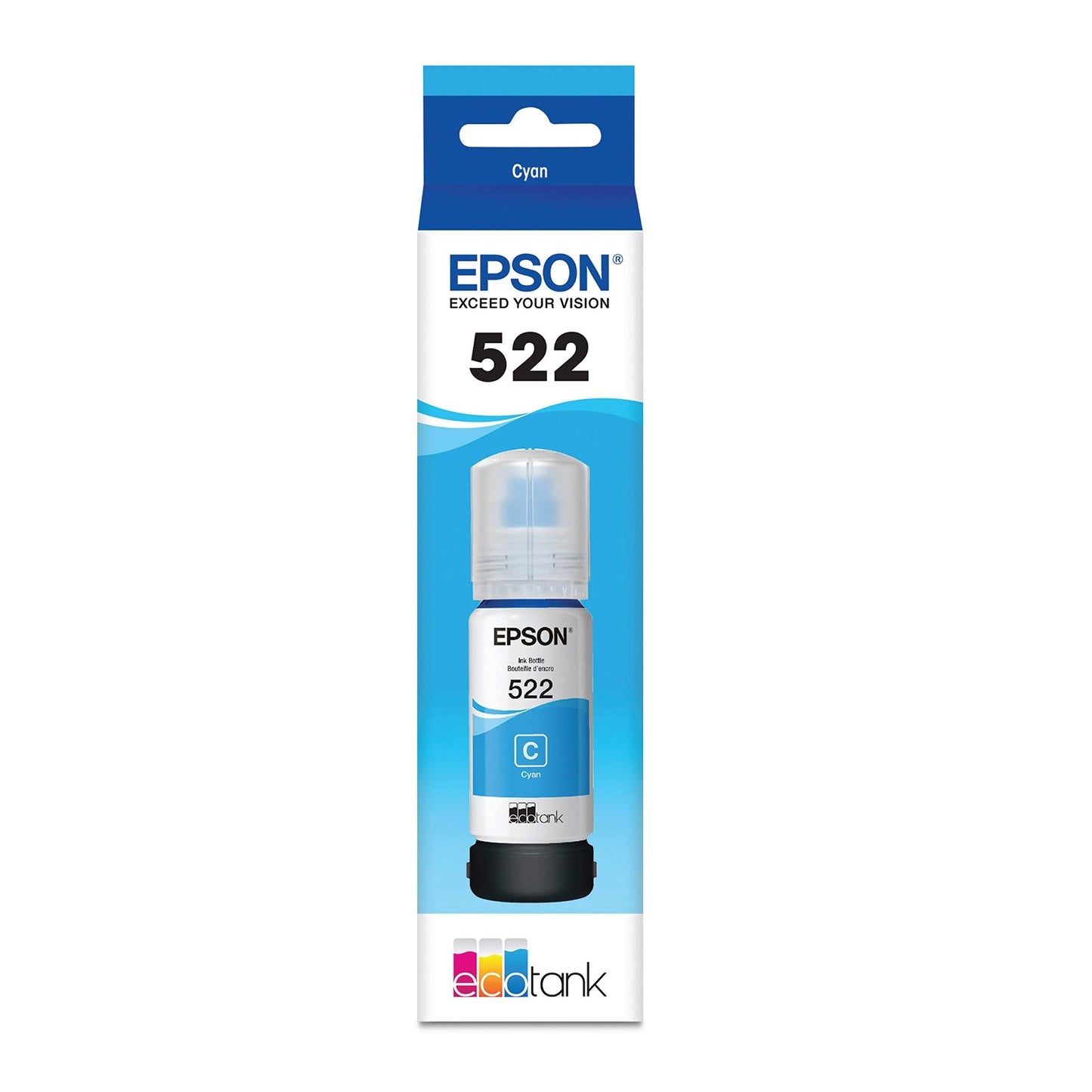 Original Epson T522 High-Yield Cyan Ink Bottle, T522220