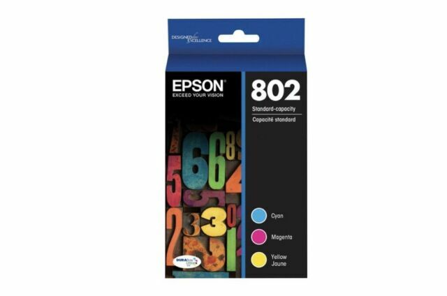 Original Epson T802 Standard Yield Multi-Color (3-Pack) Ink Cartridge, T802520-S