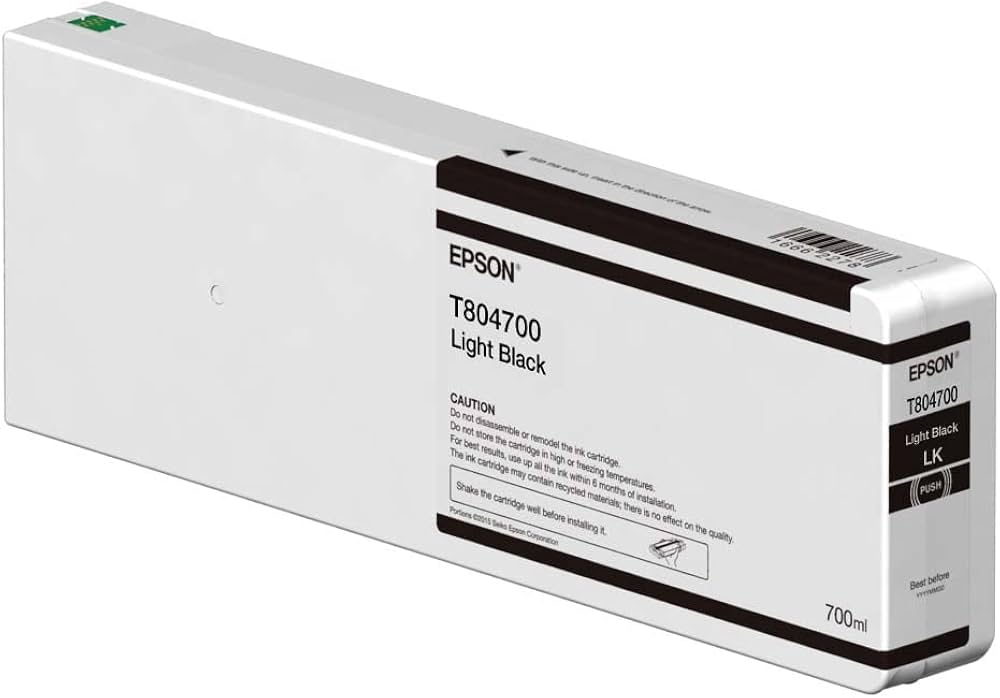Genuine Epson 700ml UltraChrome HD Light Black Ink Cartridge, T804700