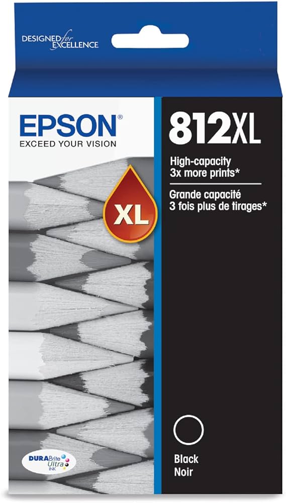 Epson T812XL High Yield Black Ink Cartridge, T812XL120-S