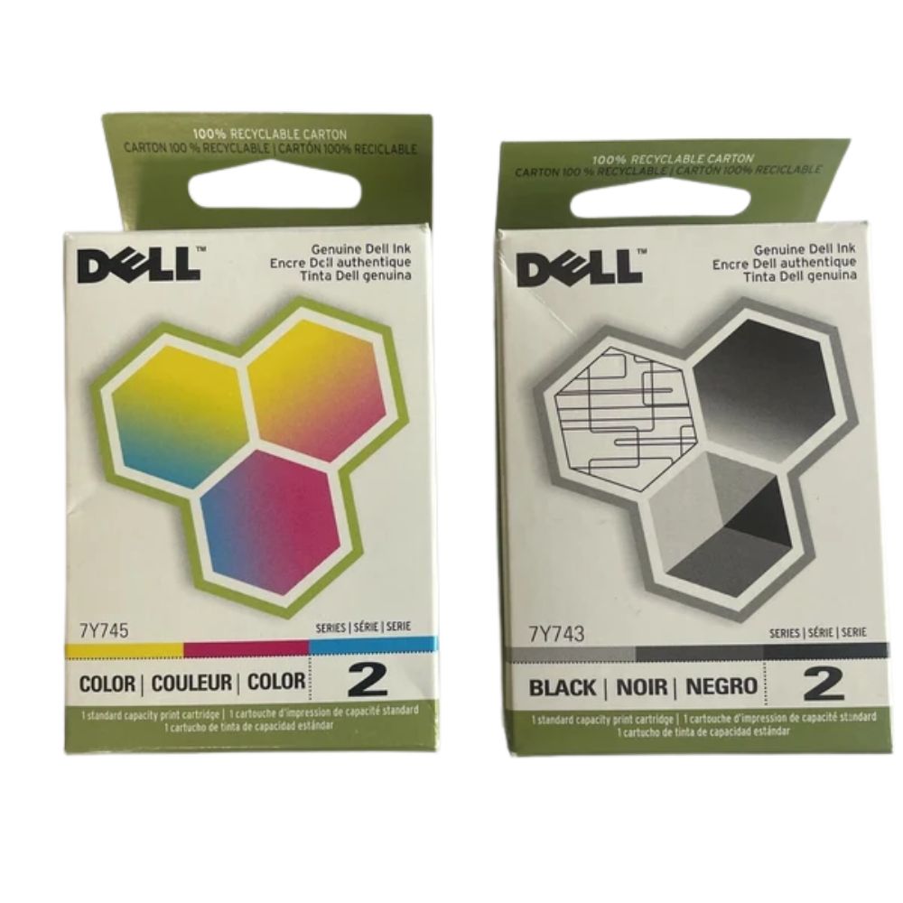 Original Dell Series 2 7Y743 Black and Color Ink Cartridges