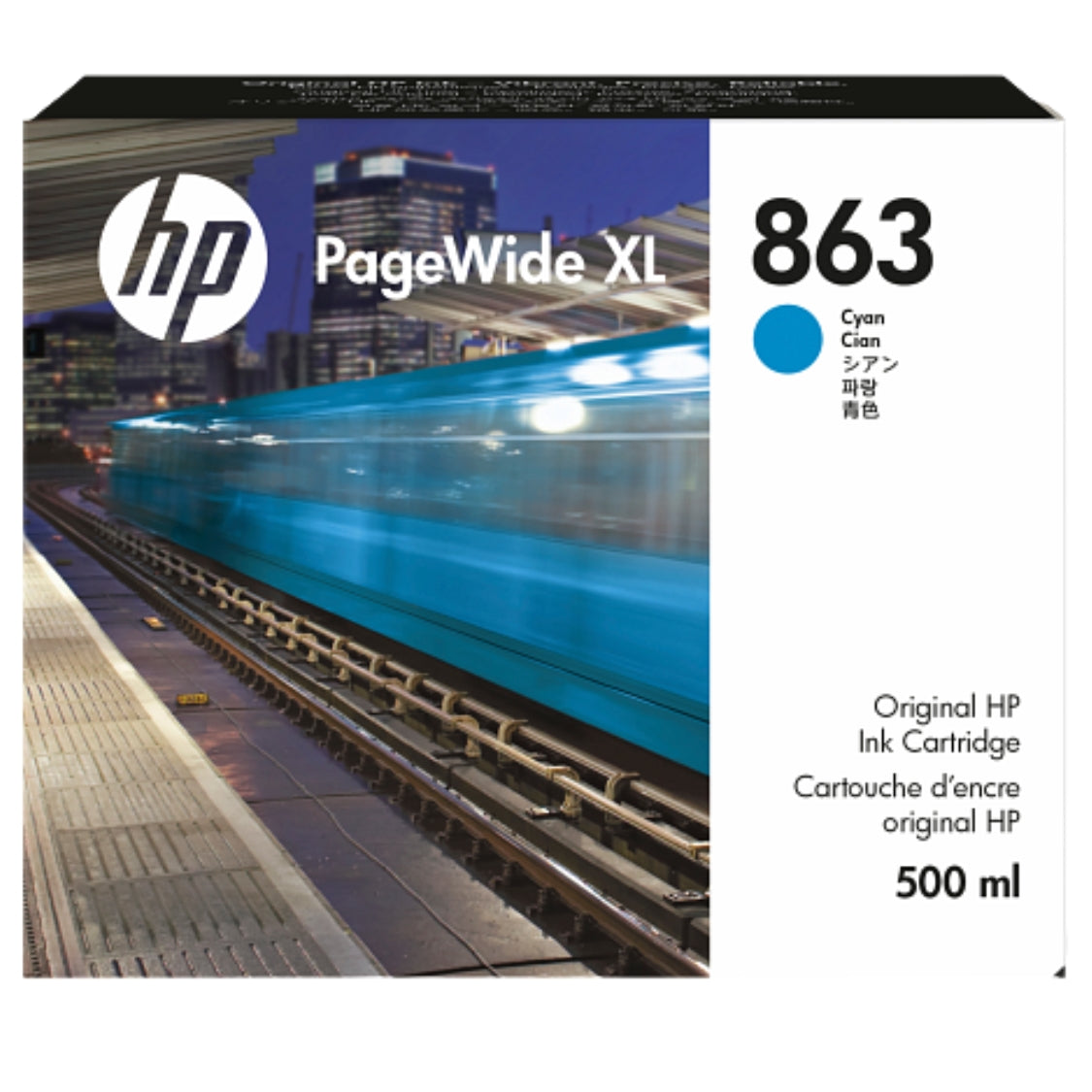 HP 863 500-ml Cyan Pagewide XL Ink Cartridge, F9K40A
