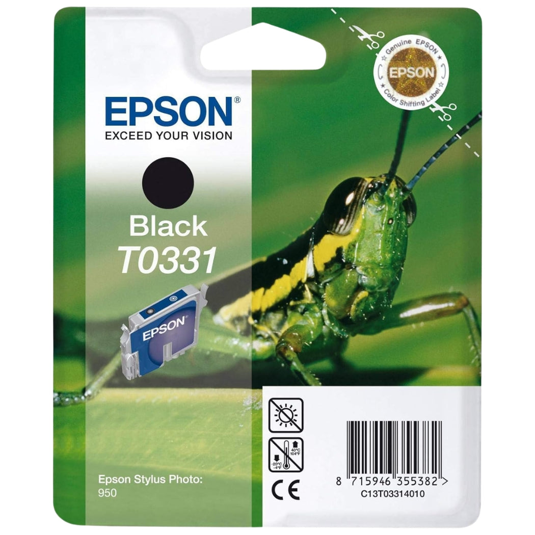 Orininal Epson T0331 Standard-Yield Black Ink Cartridge, T033120