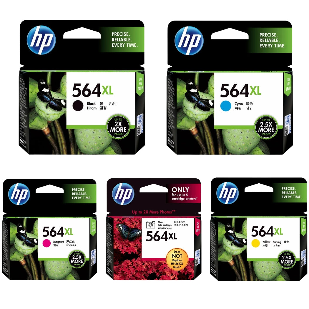 HP 564XL Black and Color Ink Cartridges-5pack