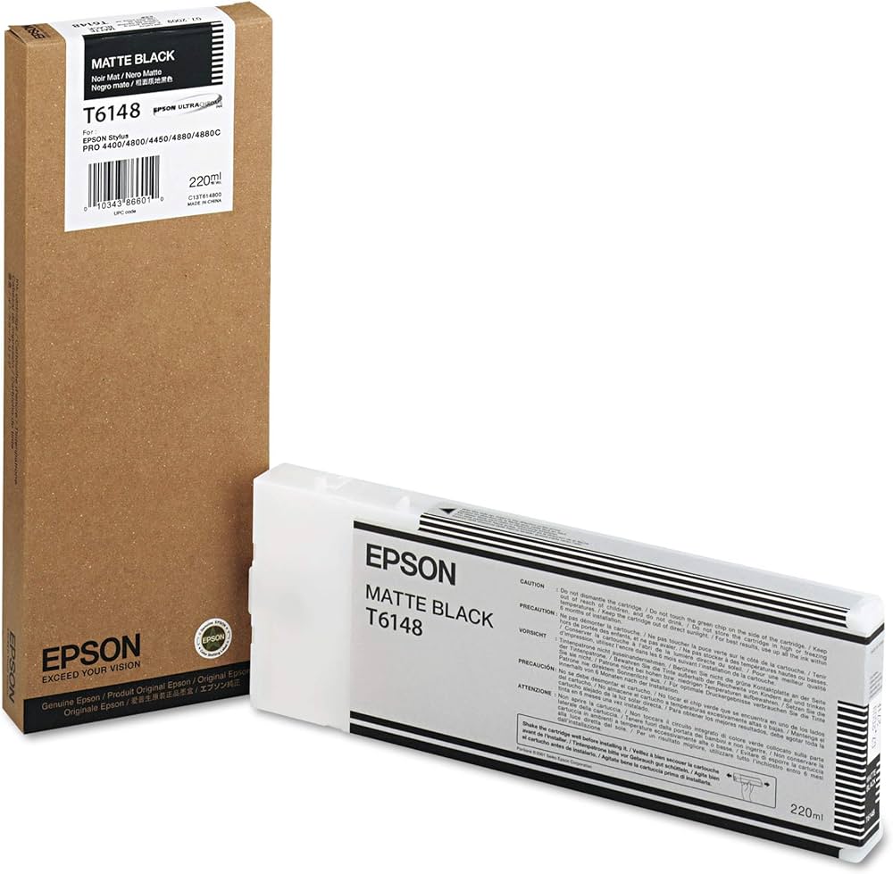 Genuine Epson 220ml Matte Black Inkjet Cartridge, T614800
