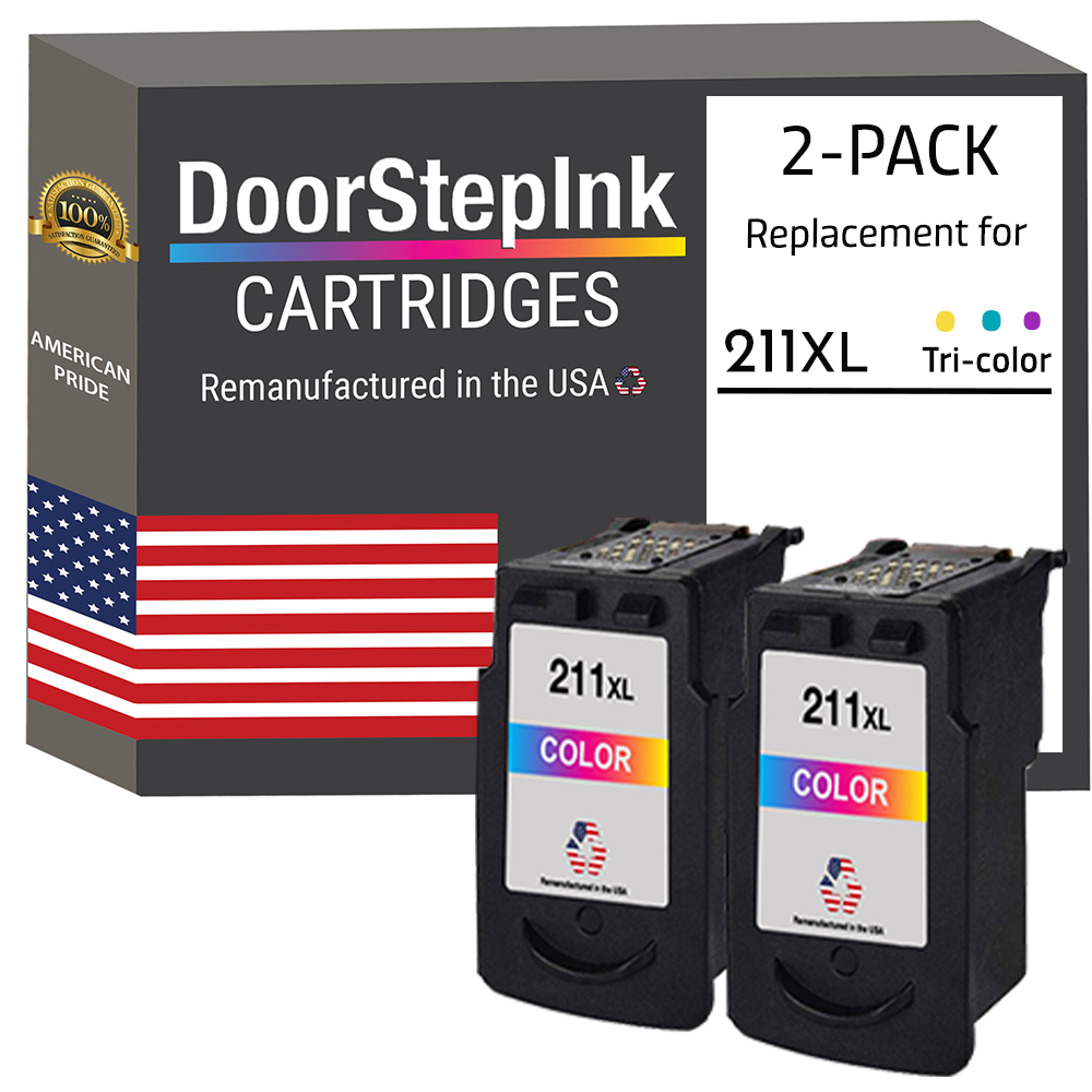 DoorStepInk Remanufactured in the USA Ink Cartridges for Canon CL-211XL 211 XL Color Twin Pack