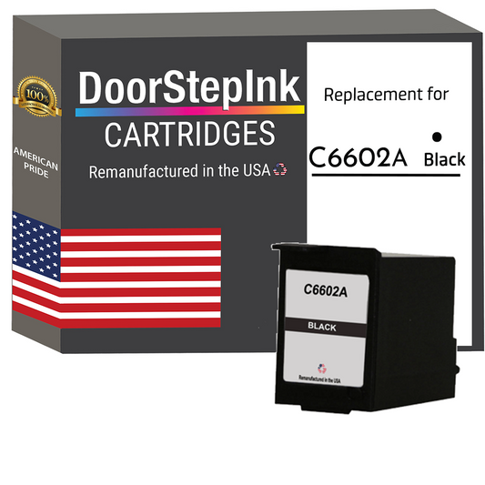 DoorStepInk Remanufactured in the USA Ink Cartridge for HP C6602A Black
