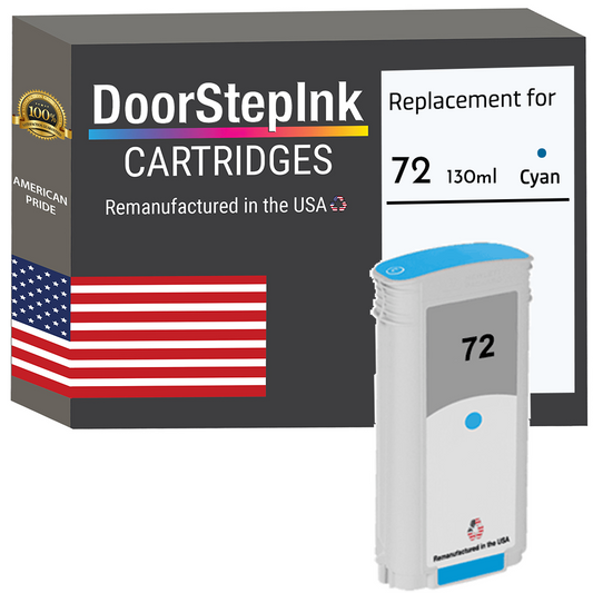  Remanufactured 72 130ML Cyan (C9371A) Ink Cartridges 