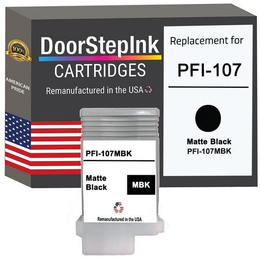 DoorStepInk Remanufactured in the USA Ink Cartridge for Canon PFI-107 130ML Matte Black