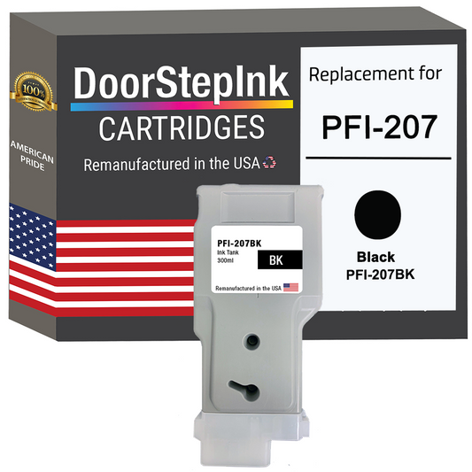 DoorStepInk Remanufactured in the USA Ink Cartridge for Canon PFI-207 300ML Black